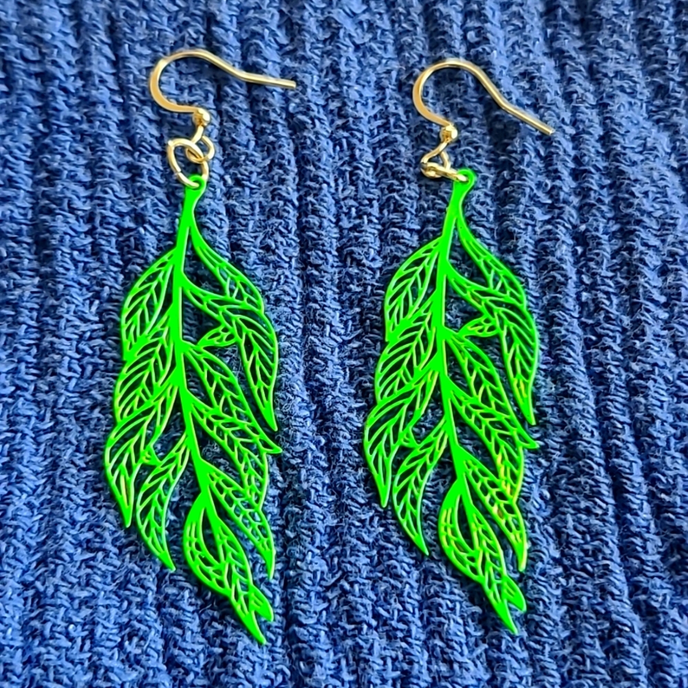 Handcrafted Iridescent Leaf Earrings